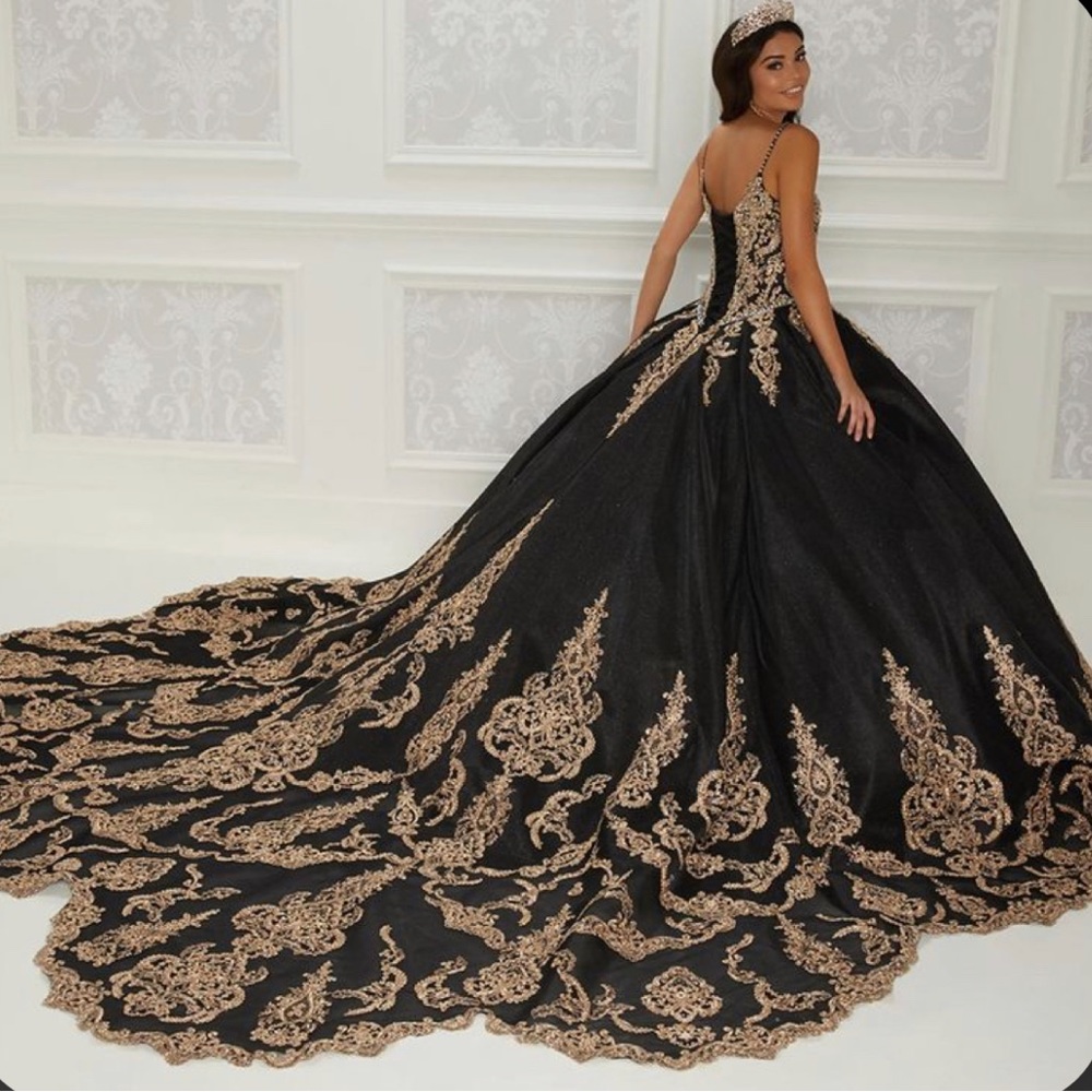 Black and gold Quince dress